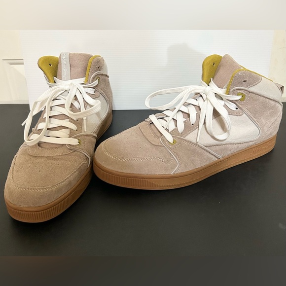 Maui And Sons Shoes Sneakers Men’s 11 Tan High Top Leather & Canvas Skate Punk - Picture 1 of 16